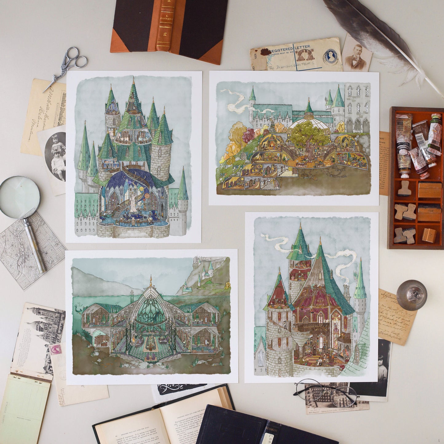 Common Rooms Series || Wizarding Collection Set || 4 Print Collection