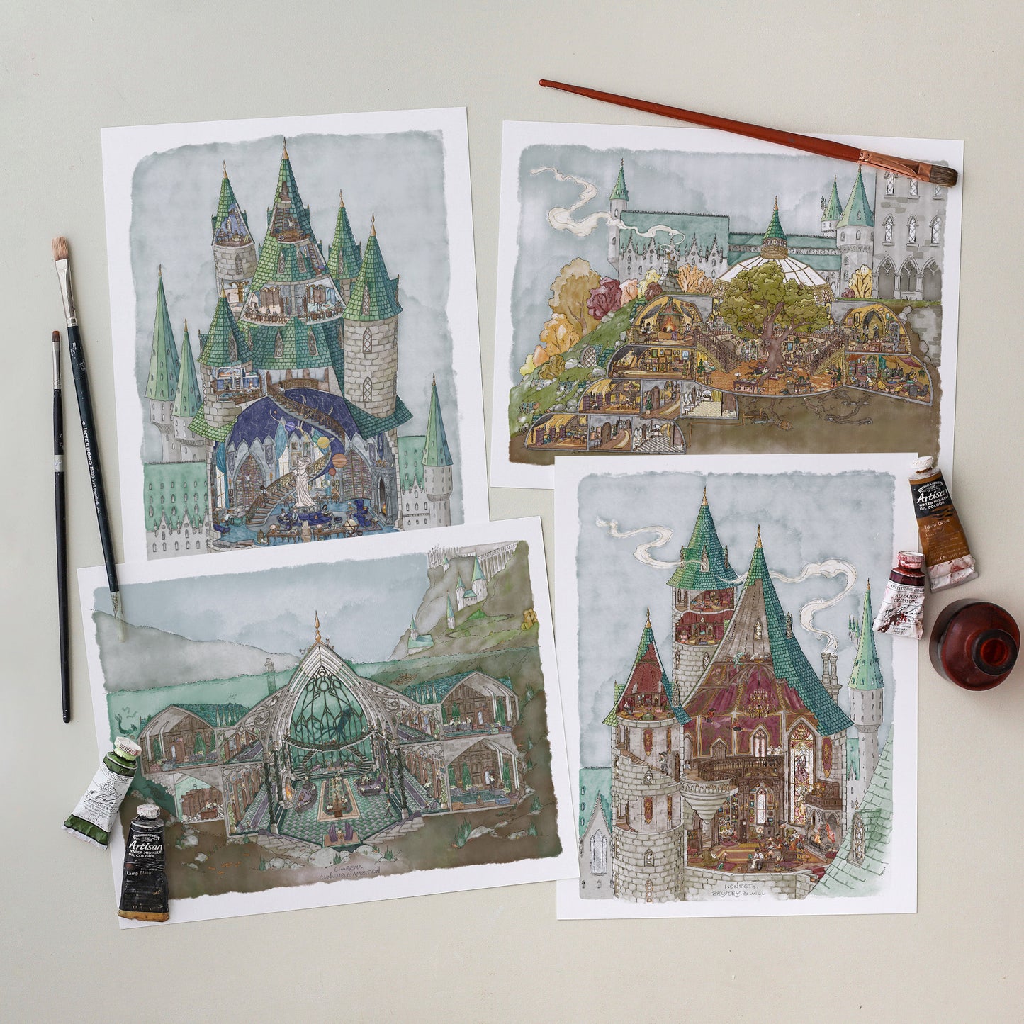 Common Rooms Series || Wizarding Collection Set || 4 Print Collection
